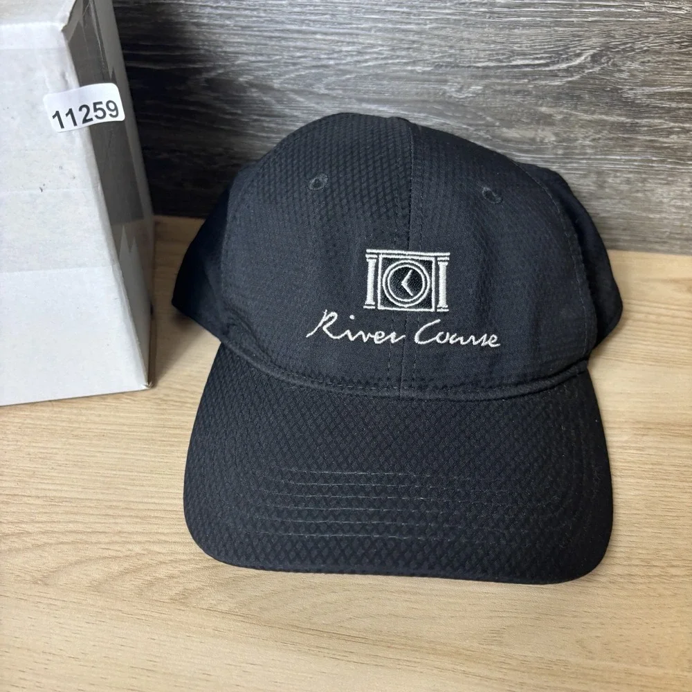 River Course Hat Cap Strap Back Black Embroidered Golf Titleist Performance Mens